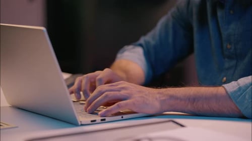 Overtime Night Working Indian Businessman Male Guy Manager Business Man at Dark Evening Office