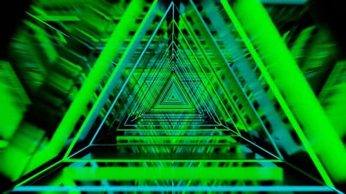 Cyan and Green Big Triangular Dimension VJ Loop Background Animation in 1080HD