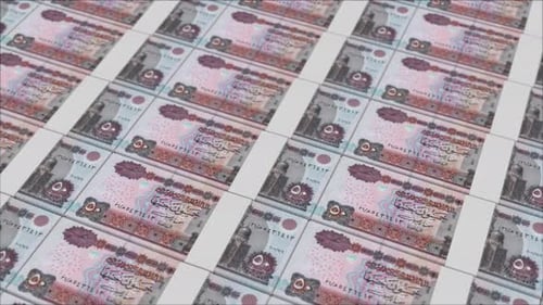 50 EGYPTIAN POUND banknotes printed by a money press