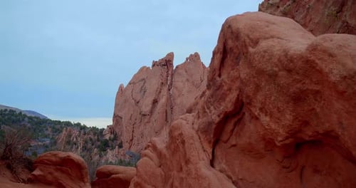 Red Rock Formation and Blue Sky Landscape View