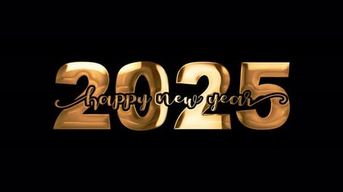 Elegant Golden Happy New Year 2025 Title Reveal