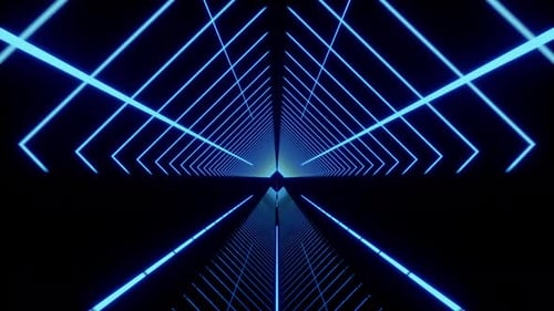 Blue neon abstract background. moving laser rays. Computer generated motion design