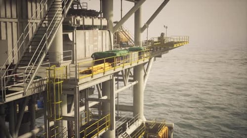 Offshore Oil Rig Platform Industrial Technology Animation
