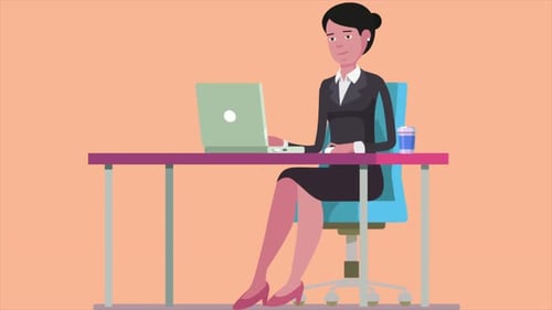 Office Worker Woman Typing On Notebook 4K