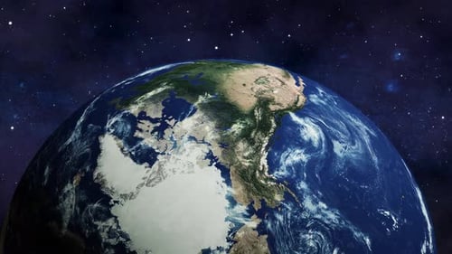 Visão 3D do planeta da Terra se movendo com estrela