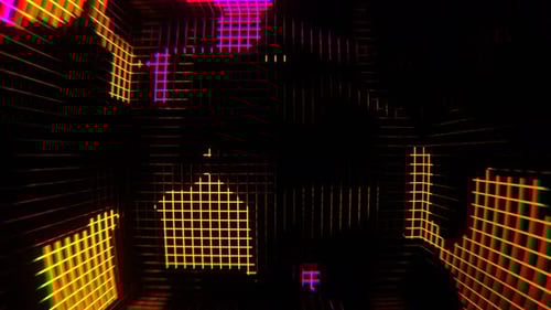 Pink And Orange Fantastic Neon Flashing In Abstract Grid Space Background Vj Loop In 4K