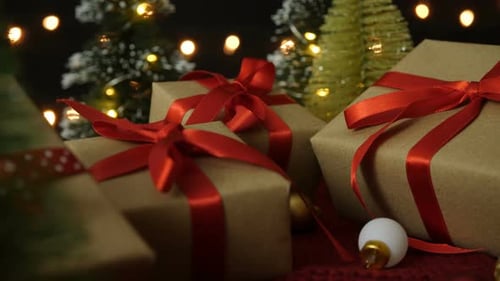 Christmas Presents with Festive Holiday Decorations
