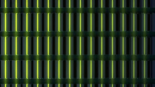 Dynamic neon lights pulsate in a futuristic, abstract grid pattern