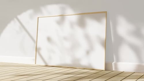 Horizontal frame in white interior with animated shadows overlay