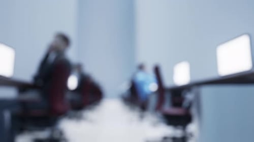 Business People Unrecognizable On The Computer Screen In The Office