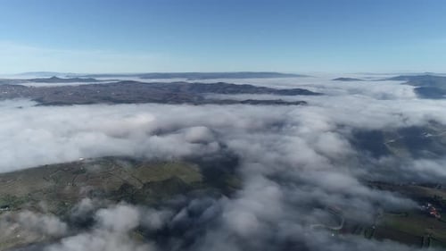 Flying in Sunrise Clouds The Clouds are Moving on Camera Aerial Drone View