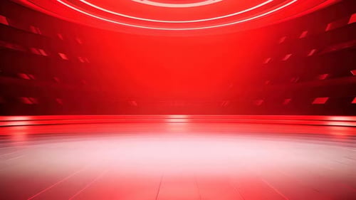 Futuristic Red Virtual Studio Background for Broadcast News