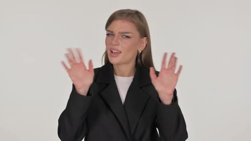 Woman Gesturing No With Hands