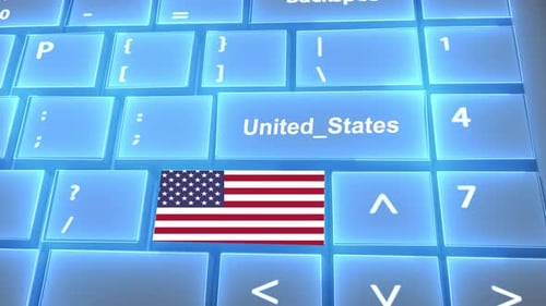 Flag of United states on the Buttons on Keyboard With Country Name