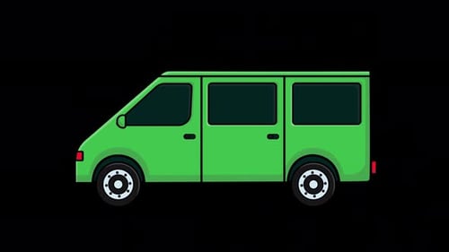 Transparent Flat Green Car Animation