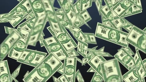 Animated Cartoon Falling Dollar Bills Loop