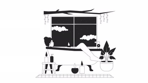 Home Spa Day Bw Lo Fi Animation