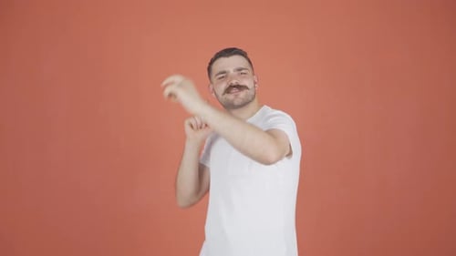 Happy man dancing.