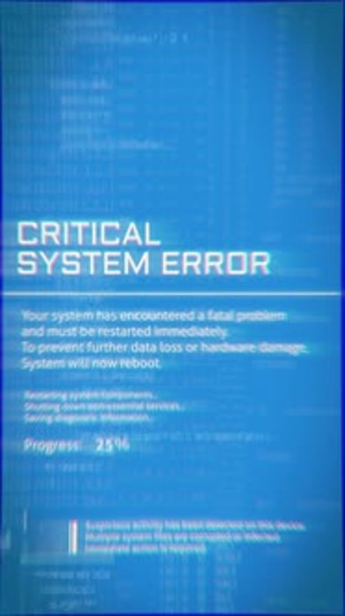 Critical System Error Blue Screen Glitch Loop