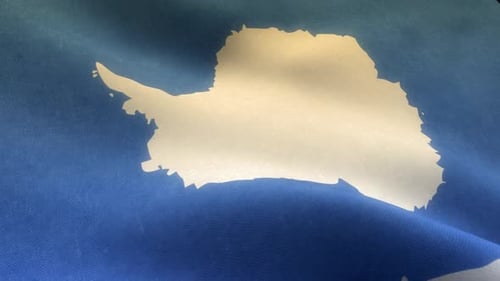 Antarctica Continent Map Flag Waving Animation