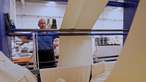 Human Labor in Textile Factory Production Line