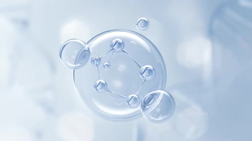 Clear Molecular Structure Animation with Bubbles and Light Flares