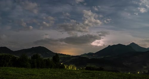 Storm Is Coming With Dark Clouds And Lightning in Summer Evening Time Lapse