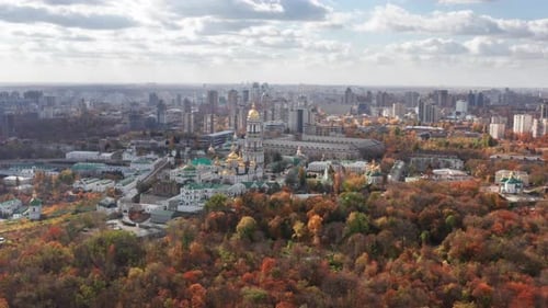 Drone Shot of Cityscape with Old and Modern Architecture