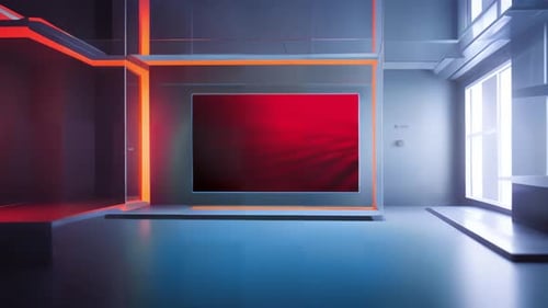 Modern TV Studio Presentation: Innovative Virtual Set for Dynamic News Broadcast