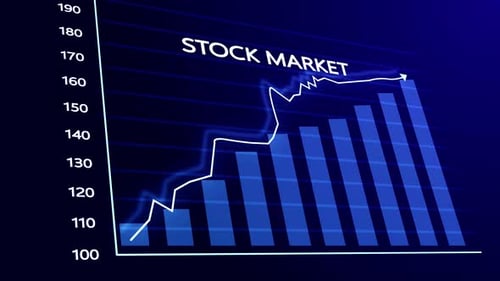 Stock Market Growth Chart with Upward Trend Line on Dark Background