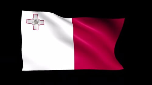 Waving Malta Flag with Realistic Fabric Motion
