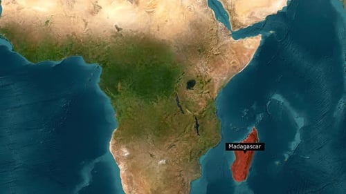 Geographical Map Animation Zooming to Highlight Madagascar Island