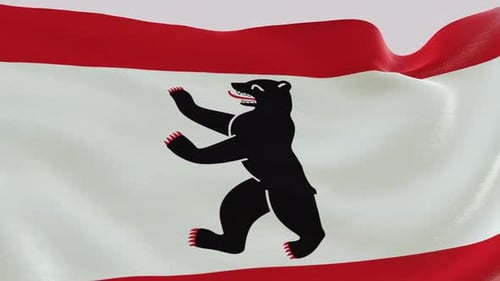 Realistic 3D Animation of Berlin City Flag Waving
