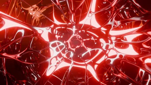 3D Animated Background of Abstract Seamless Loop Tunnel with Neon Light Effects