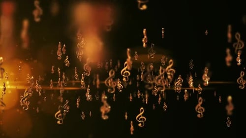 Golden Treble Clefs Floating Music Background