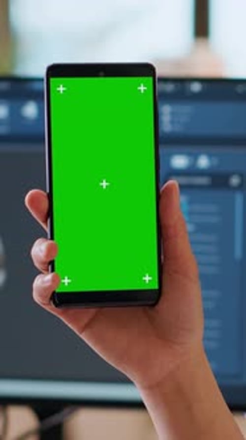 Vertical Video Industrial Engineer Works with CAD Software and Isolated Mockup