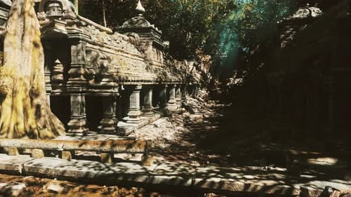Un mystère entoure un temple abandonné avec ses salles ombragées et ses ruines éparses