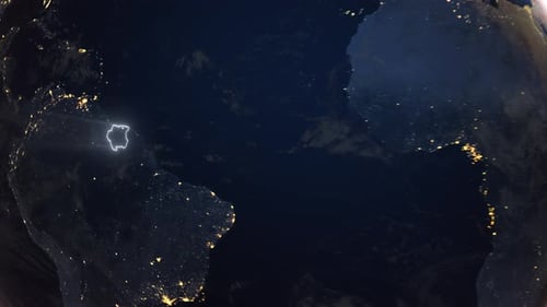 Realistic Earth Orbit and Zoom Glowing Borders Suriname