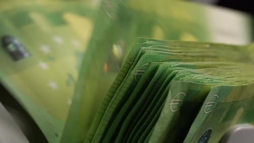 Electronic Money Counter Processing Euro Banknotes