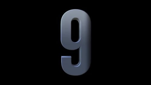 Metallic 3D Number 9 Countdown Reveal Animation