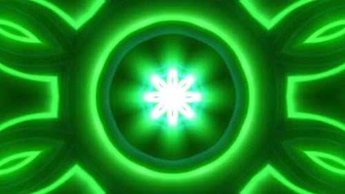 Green Glowing Geometric Kaleidoscope Background