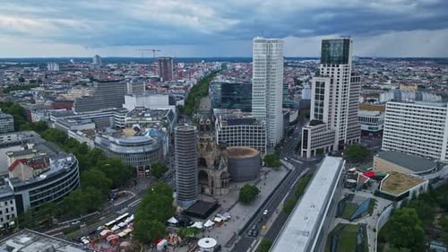 Aerial view of Kaiser Wilhelm Memorial Church in Berlin , Germany