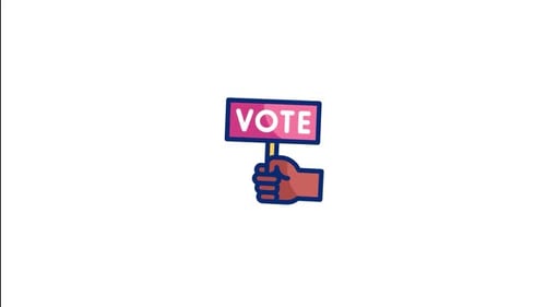 Animated Hand Holding 'Vote' Sign