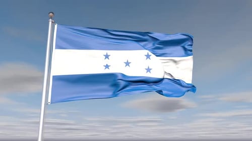 Realistic 3D Animated Flag of Honduras Waving in Sky