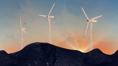 Aerial View of Wind Turbines of Save Energy Save World