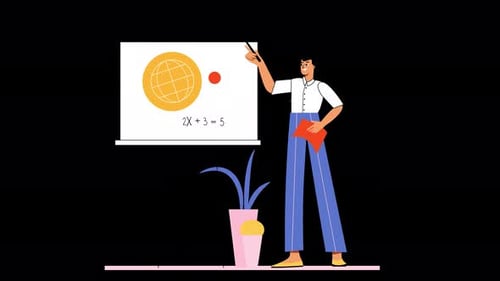Flat Design Animation of a Teacher Explaining Education Concepts