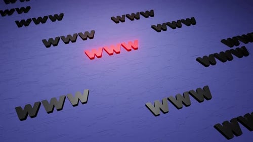 WWW symbols sign on blue background 3d render. Hypertext transfer protocol secure web 3