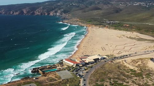 Aerial Drone View of Picturesque Beach and Landscape During Summer
