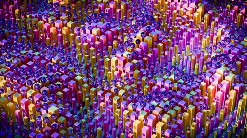 Abstract Motion Wave With Floating Box And Sphere 01 HD