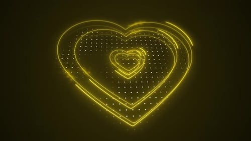 Glowing Neon Heart Tunnel Loop